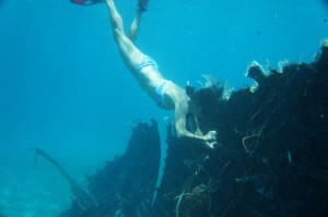 This sailboat burned and sank 2 days before we came upon it