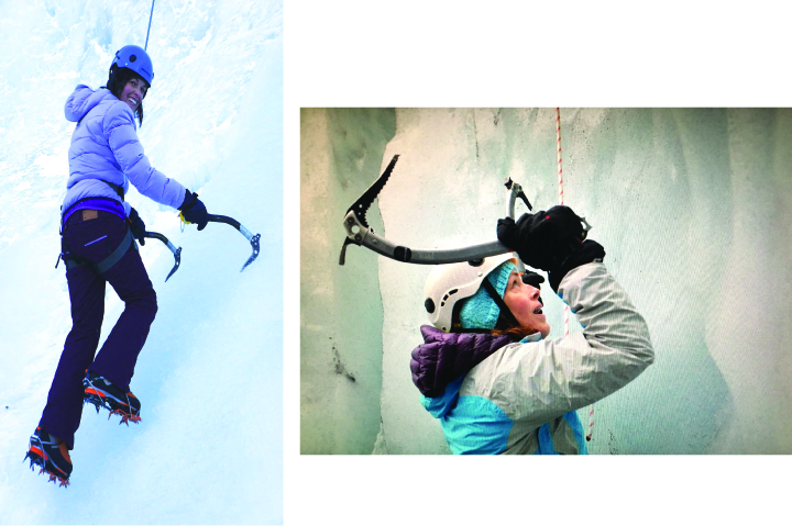 Canada, left - Iceland, right All of your weight is on your crampons' front spikes - yikes!