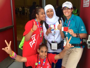 My new friends - the swimming delegation from the tiny Kingdom of Bahrain