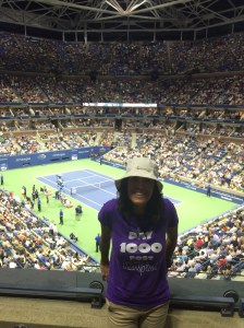 Serena vs Venus. The Donald was sitting right below us. I watched his hair more than the match.