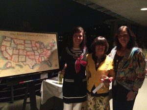 With my mom and Jared's mom, Debbie with the map we presented to Jared highlighting his coast to coast route.